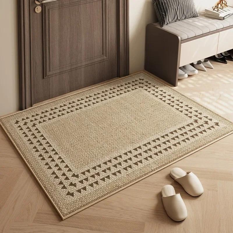 Home Entrance Doormat Modern Log Style Non-slip Porch Floor Mat Japanese Imitation Linen Door Dust Removal Wear-resistant Carpet