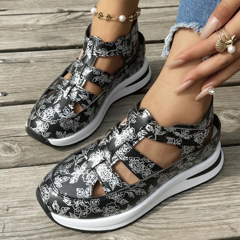 Damen Flats mit Ausschnitt in weiter Weite, Atmungsaktive Freizeitschuhe mit Klettverschluss, Minimalistische Slipper für Damen