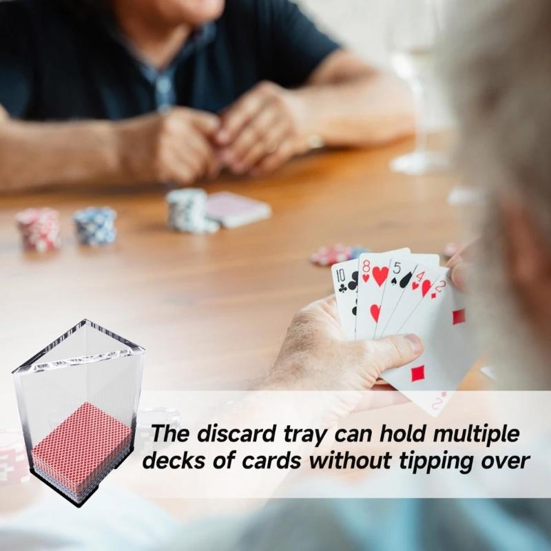 Clear Acrylic 8 Deck Poker Card Stand Playing Card Holder Game & Sports Expert Acrylic Discard Trays Easy To Use
