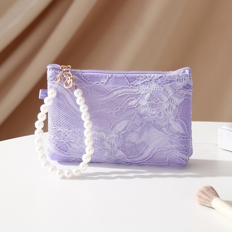 Sweet Lace Cosmetic Bag Travel Toiletry Pouch Organizer Case Toiletry Wash Bag for Makeup Accessories Phone Keys Coin Purse