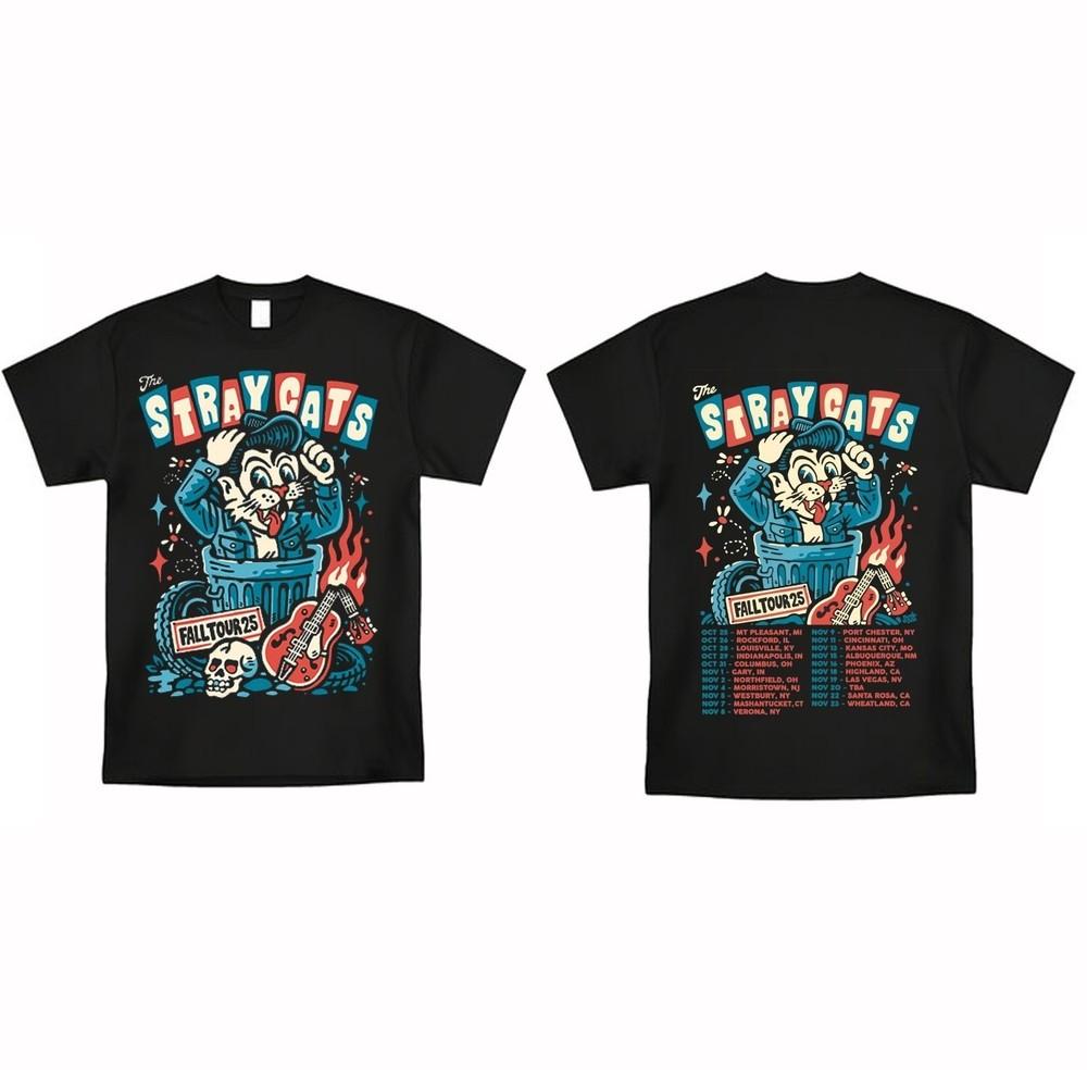 

Двосторонній унісекс футболка повного розміру S-5XL з туру Stray Cats 2025 M