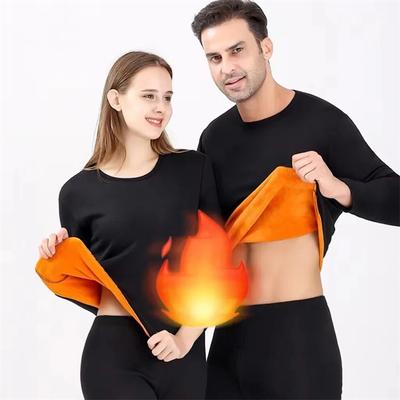 Winter Men Thermal Underwear for Women Sets Long Johns Warm Solid Soft Casual Double Faced Velvet Plush Top with Pants Thick Ski