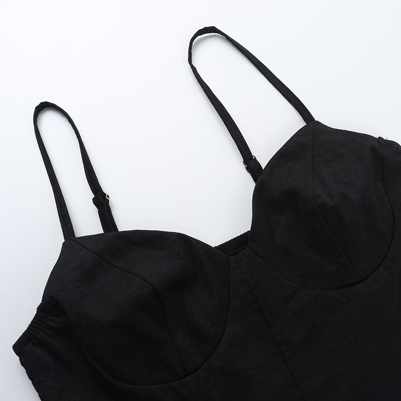 Women Sexy Waist Cincher Boned Strappy Solid Slim Cami Tank Top