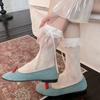Fashion Hollow Lace Lace Calf Socks Bowknot Detail Breathable Lolita Socks Sexy High Elastic Fishnet Stockings Daily Wear