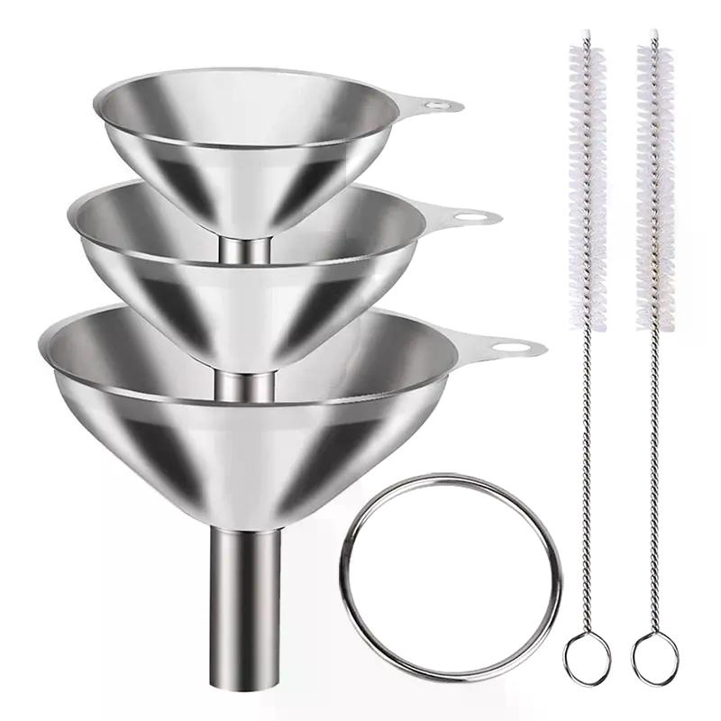 5Pcs Metal Stainless Steel Funnel, Large Small Funnel Set Of 3, Food Grade Mini Funnels For Kitchen