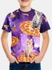 Boy's T-Shirt Cute Cat Taco Pizza Pattern 2025 Summer Short Sleeve Tops Colorful 3D Print Boys Clothes Loose Children's Clothing