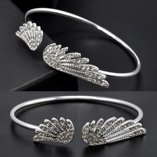 Jewelry Rhinestones Angel Wing Female Cuff Thin Bracelet Open Bangle