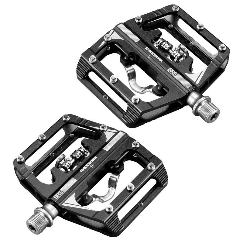 RACEWORK MTB Clipless Pedal Set Single Side Clip Compact Double Function Power Meter Pedalen Platform Mountain Bike Pedals
