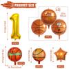 9Pcs Basketball Digital Balloon Set 22in 4D Sphere Balloons With 40 Inch Number Sports Basketball Themed Birthday Party Supplies