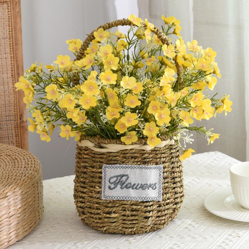 Rustic Flasket Set Artificial Flowers Dried Flowers Living Room Desktop Floral Art Decorations Small Floral Pattern Tia...