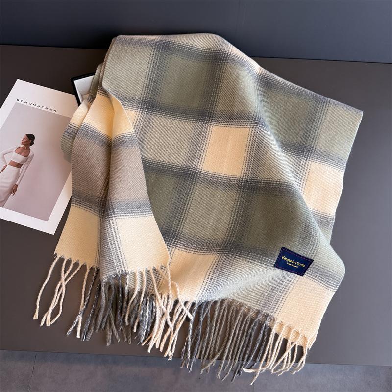 Luxury Plaid Scarf Winter Warm Cashmere Women Long Pashmina Foulard Female Scarves Lady Tassel Shawl Wraps  Design New