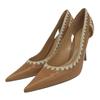 Sergio Rossi Leather pointed toe heel pumps for women, brown, size 37 1/2 shoes 37.5 BrownUsed