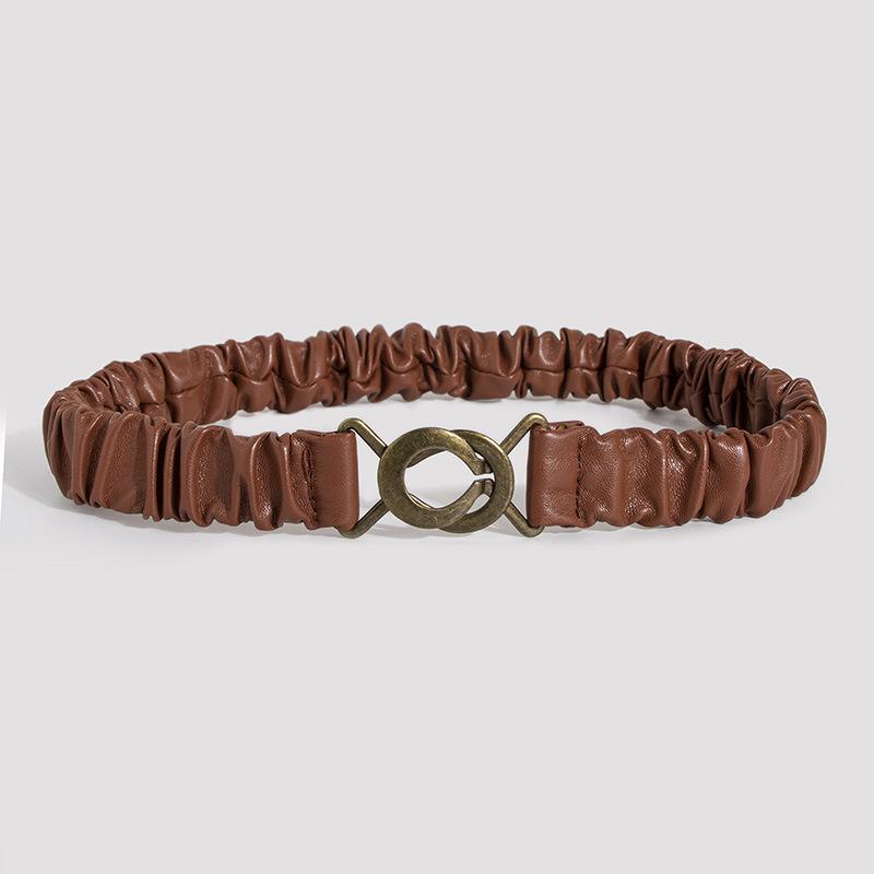 

Wide Belt for Skirts for Women Wrinkled Elastic Pair Button Simple Coat Dress Elastic Daily Versatile Waist Seal