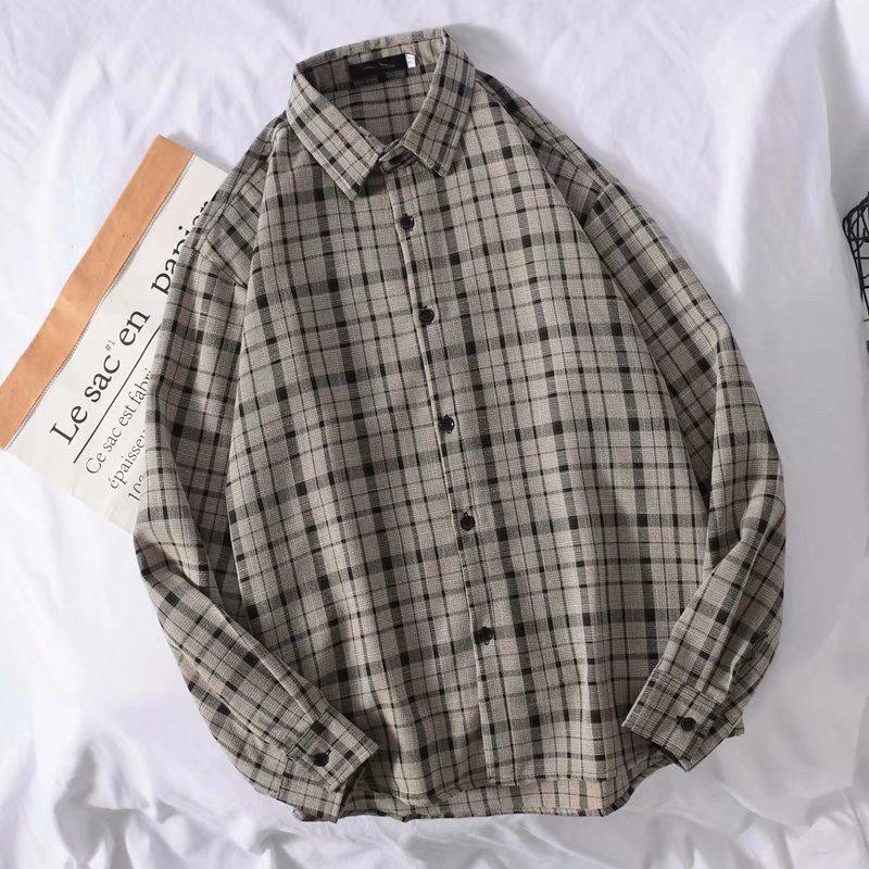 Men's Long-Sleeve Plaid Shirt - Trendy Hong Kong & Korean Style, Lightweight, Casual, Versatile Jacket for Spring & Autumn