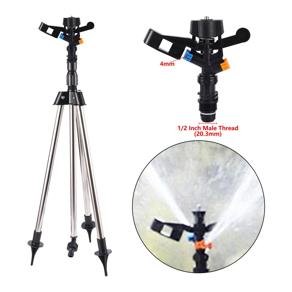 1/2" Male Thread Rotating Rocker Sprinkler Stainless Steel Tripod Auto-Rotary Garden Lawn Orchard Greenhouse Irrigation Sprayer