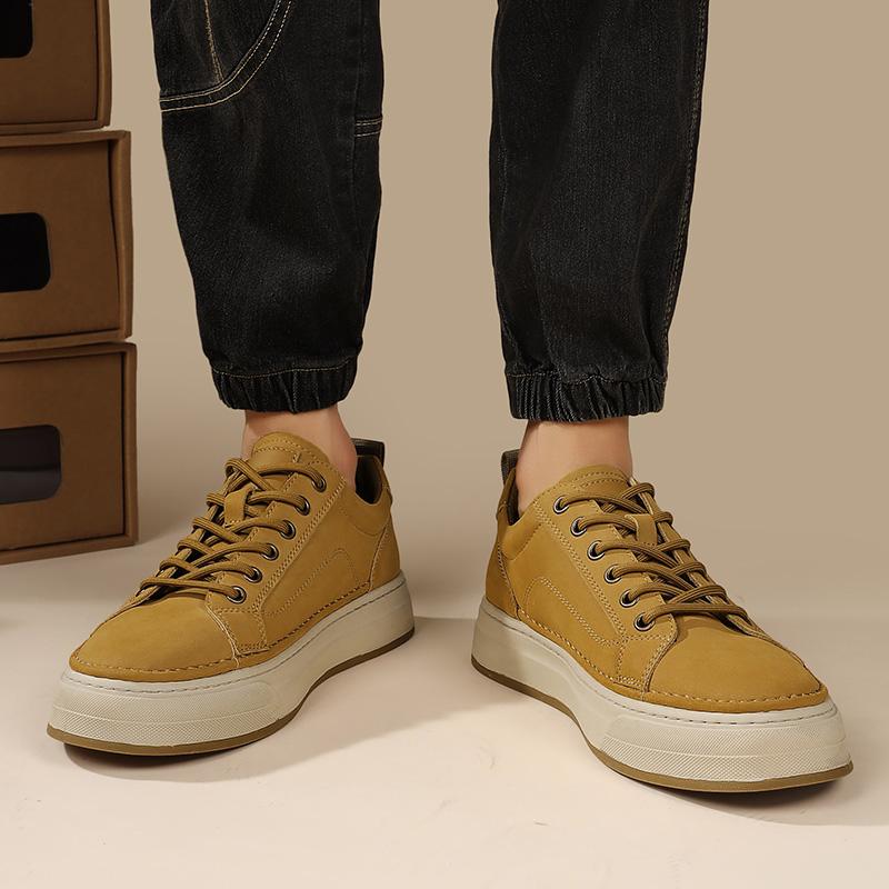 Comfortable Mens Sneakers Stylish Lace-Up Men Casual Shoes Classic All-match Men's Skate Shoes Genuine Leather Male Skate Shoes