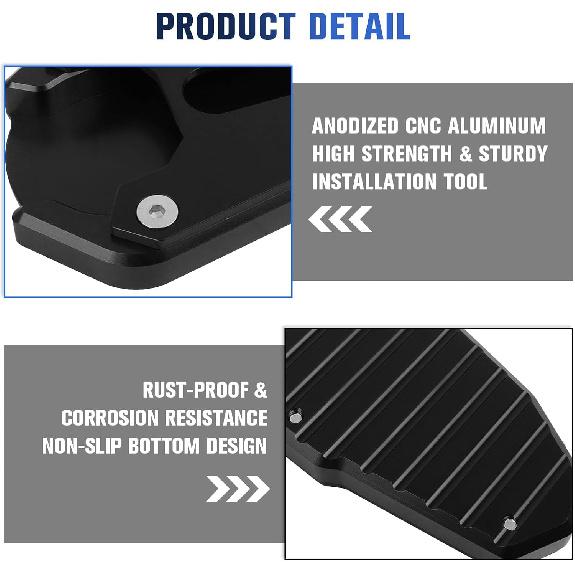 CHIFUN Kickstand Extender Enlarger Pad Side Stand Extension Plate Replacement for Suzuki SV650 SV650X SV650XA 2017-2023 Side Parking Stand Foot Pad