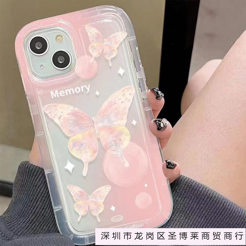 Pastel butterfly for Apple 16promax mobile phone case 15 transparent iPhone14 Europe and America 13 airbag 12 girl