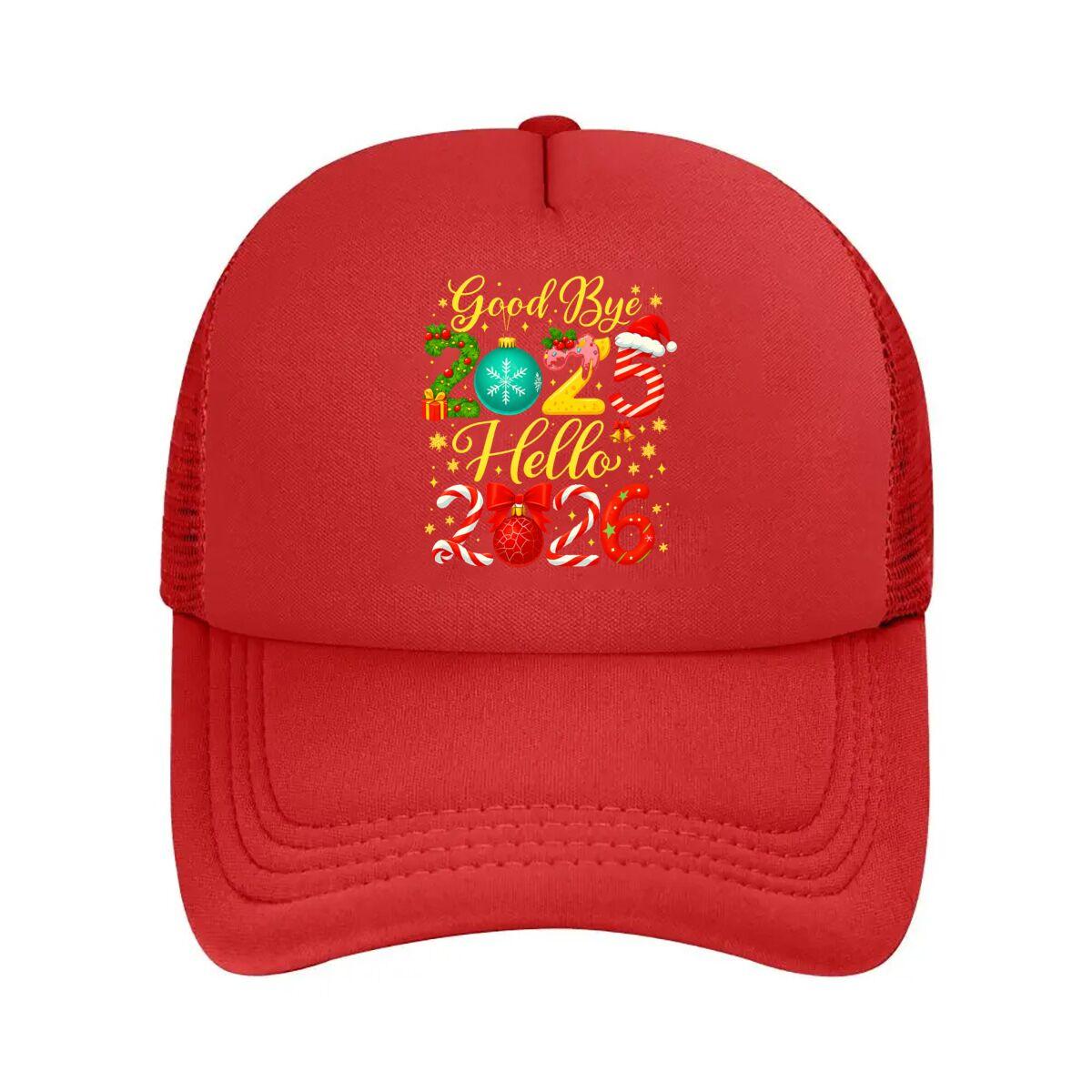 Goodbye Hello Christmas Themed Decorations Mesh Baseball Cap Hip Hop Adjustable