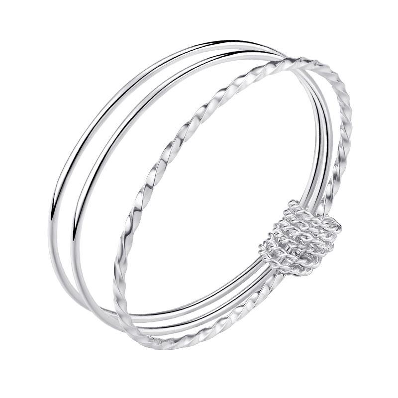 Influencer Silver-Plated Three-Ring Korean Style Bracelet