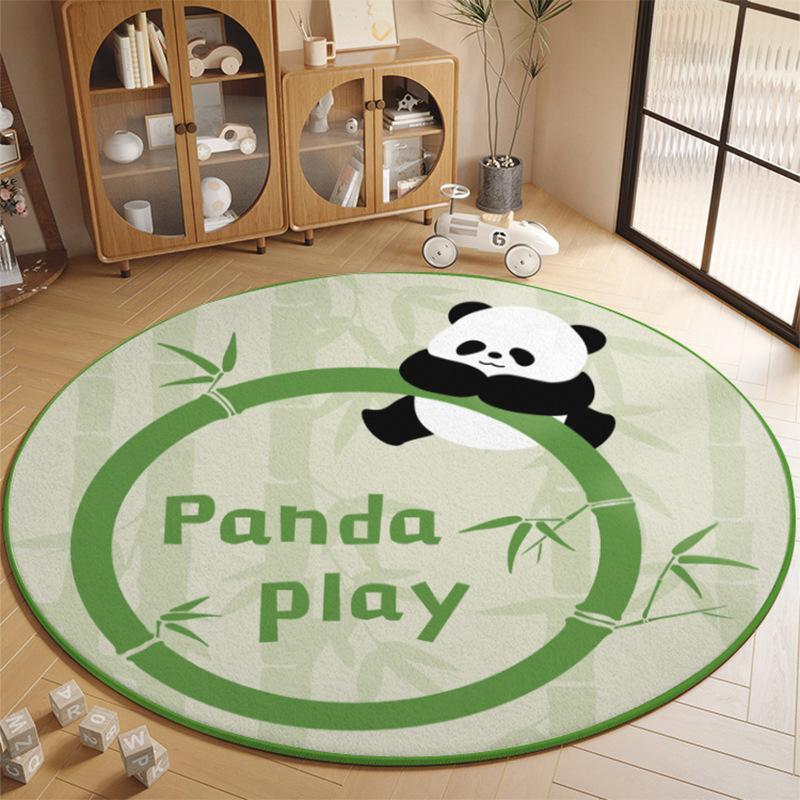 Cartoon Panda Round Carpet Cute Children's Crawling Mat Living Room Bedroom Entryway Etc Indoor and Outdoor Venues Non-slip Rug