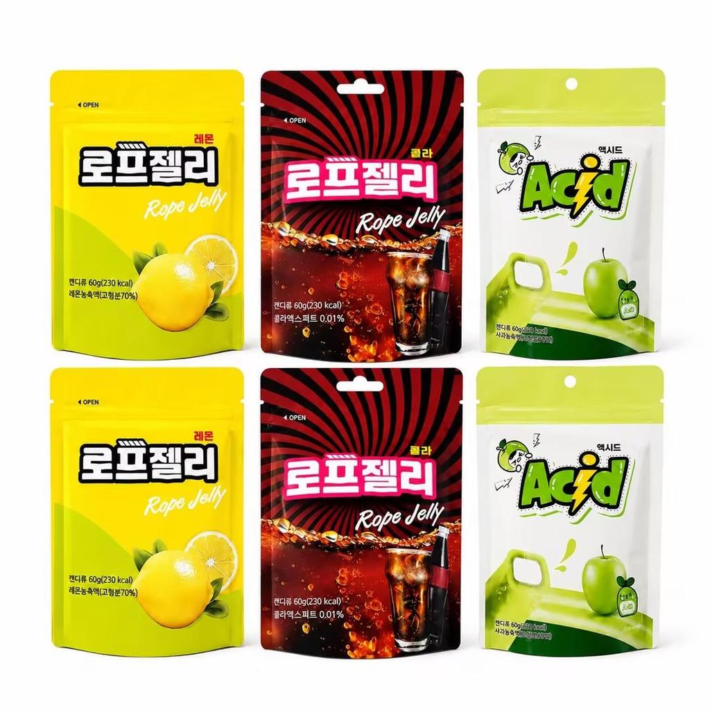 YEM Long Filled Candies, 3 flavors 6pcs| Sweet Rich Filling Flavor, Chewy Texture, Convenient Snack