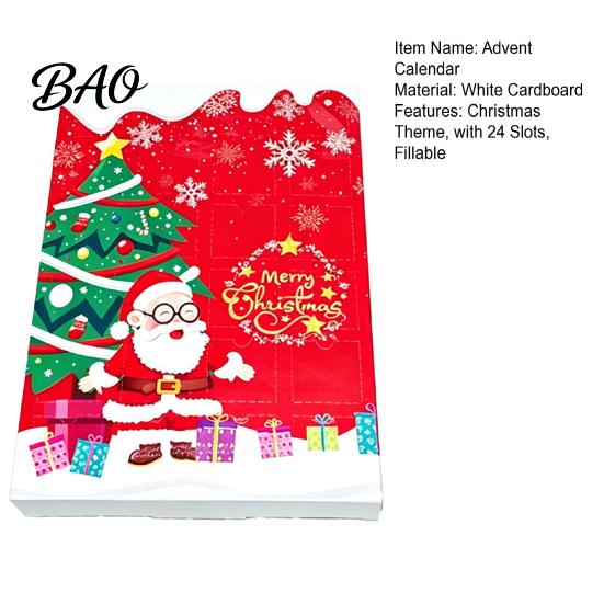 24 Slot Advent Calendar Christmas Countdown Gift Packaging Box, Xmas with Holiday Party Favors Slots, DIY Fillable Empty Present Storage Supplies