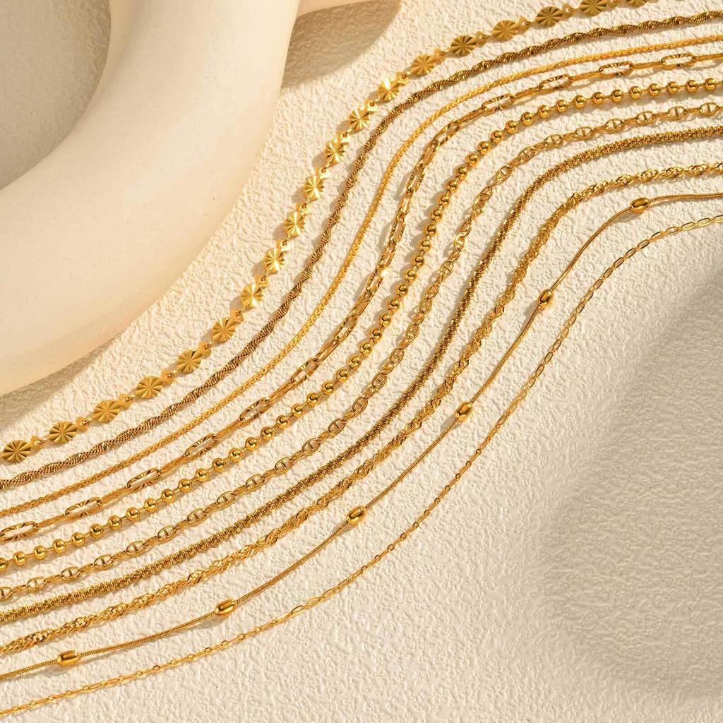 Edelstahl Gliederkette Halskette für Damen, Einfache 18 Karat Vergoldete Dünne Halskette, Minimalistischer Wasserdichter Schmuck