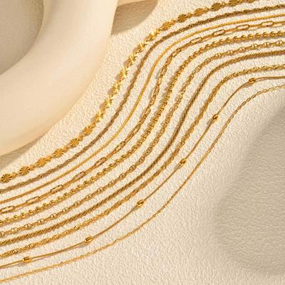 Stainless Steel Link Chain Necklace for Women, Simple 18K Gold Plated Thin Necklace, Minimalist Waterproof Jewelry