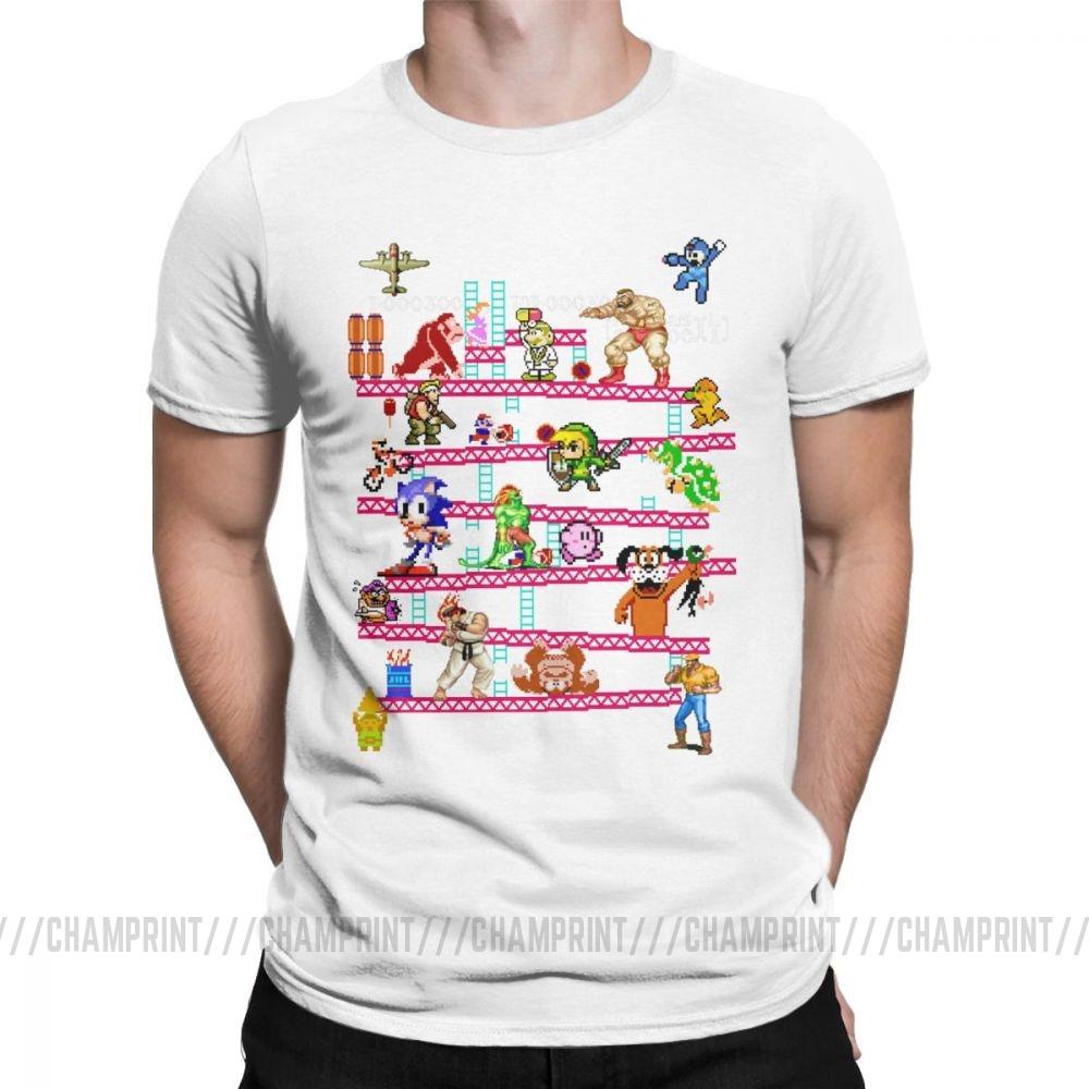 Men Arcade Game Collage T Shirts Console Game Vintage Style Tee Shirt Classic La Camiseta