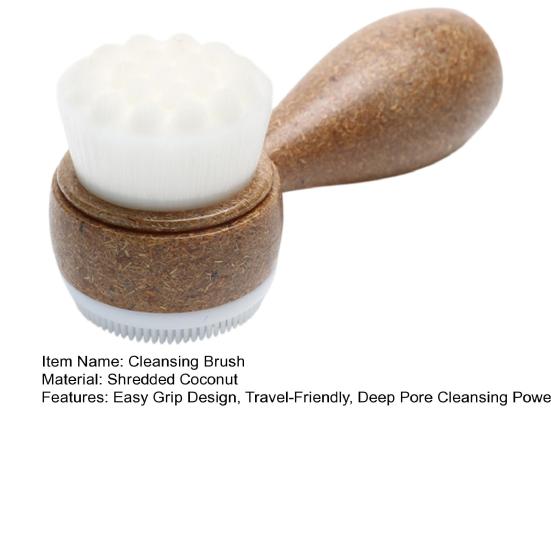 Mini Facial Cleansing Brush Dual-Sided Gentle Exfoliating Brush with Handle Hygienic Skincare Tool for Deep Pore Cleaning