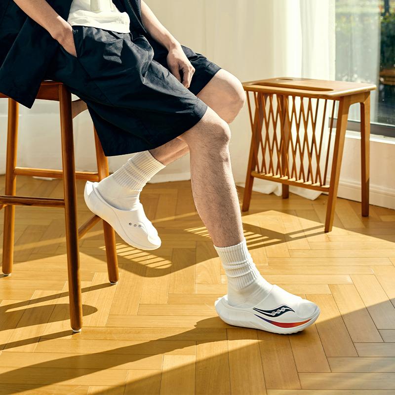 Saucony Cradle 2 Casual Versatile EVA Hollow Non-Slip Slide Sandals Unisex Sandals White Orange Black S28903-2