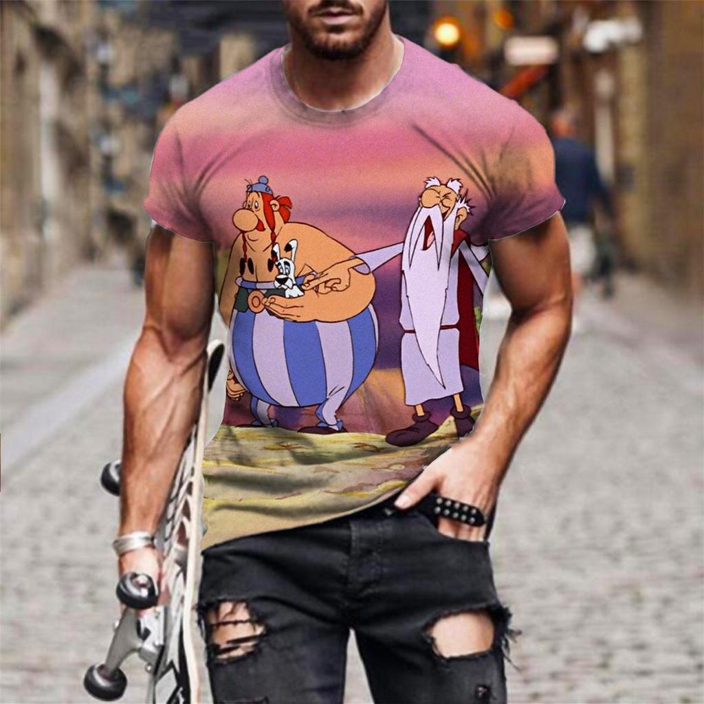 Anime Asterix and Obelix T-Shirt Cartoon 3D Print Men Women Short Sleeve T Shirts Oversized Harajuku Tees Tops Kid Clothing
