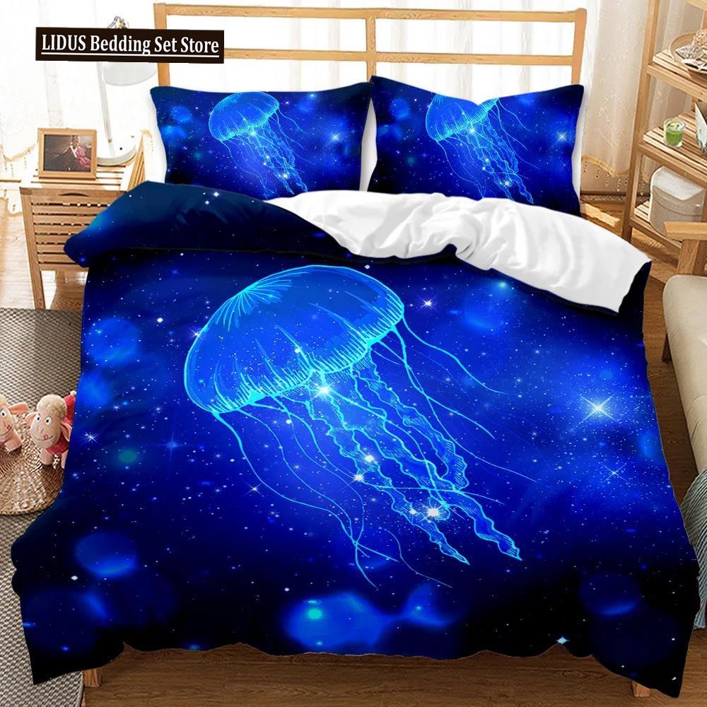 Jellyfish Duvet Cover Set Jellyfish Printed Comforter Cover For Teens Kids Ocean Theme Bedspread Sea Coral Polyester Quilt Cover