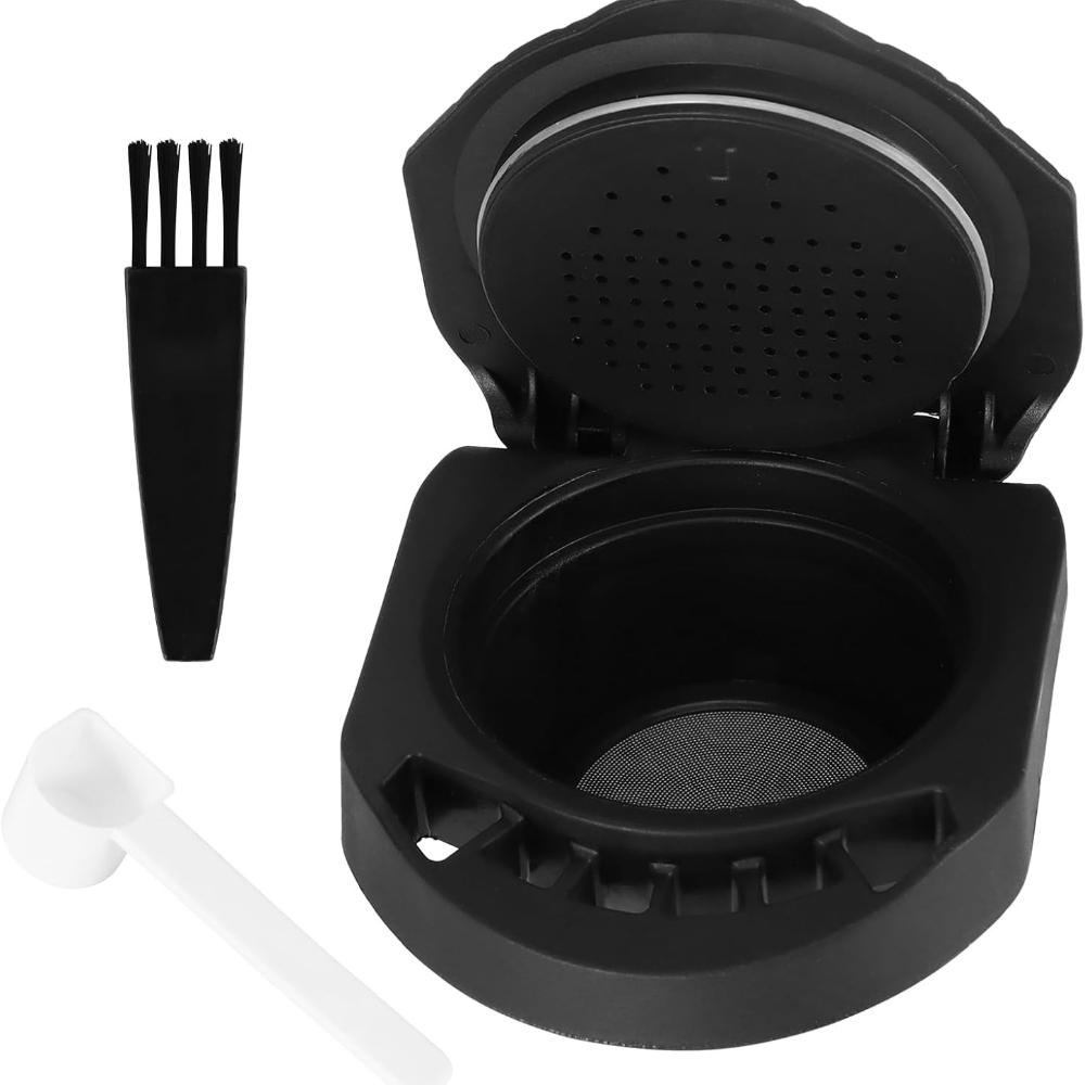Reusable Capsule Adapter for Dolce Gusto, Coffee Machine Powder Tray with Spoon and Brush, Refillable Coffee Pods Adapter Compatible with Piccolo