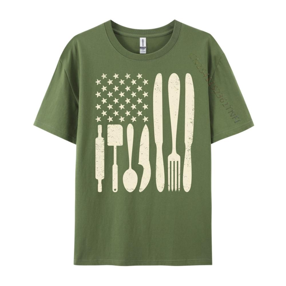 Kochmesser Amerikanische Flagge Patriot Einfaches Hemd Herrenkleidung Markenkleidung Herren Geschenke Vegan