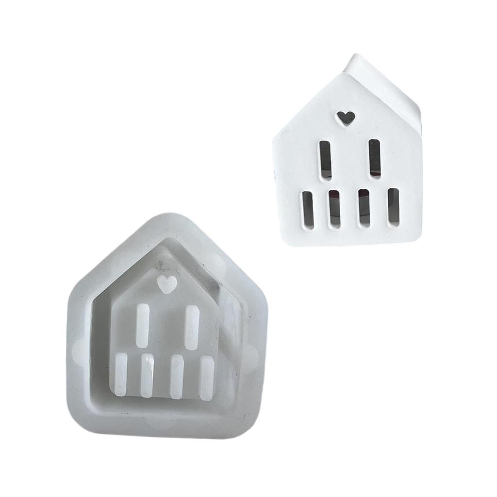 3D House Forma na čajovou svíčku Nadšenci pro domácí dekorace Silikonová forma pro malý dům na čajovou svíčku