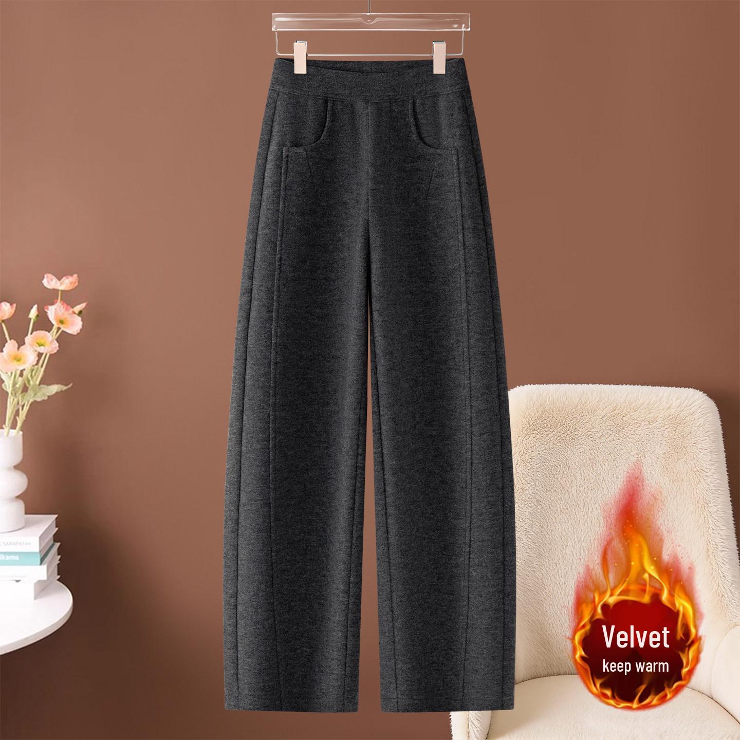

Women s High Waist Wide Leg Velvet Pants - Red, Soft, Elastic, Thickened, Curved Leg, Perfect for Spring, Autumn, and Winter 2026. L