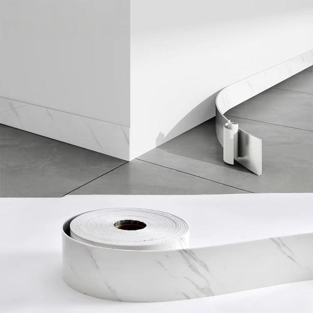 10cmx5m Self-Adhesive Skirting Board Waterproof Removable Background Wall Wallpaper Stain-resistant Marble Wallpaper Sticker