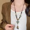 Vintage Ethnic Ceramic Necklace Long Colorful Beads Sweater Chain New Chinese Pendant Versatile Jewelry