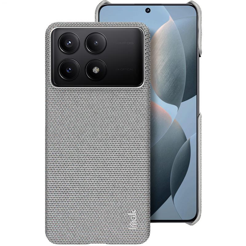 

IMAK Ruiyi Series for Xiaomi Poco F6 Pro 5G/Redmi K70 5G/K70 Pro 5G Case Fabric Texture Leather+PC Phone Back Cover Light Grey