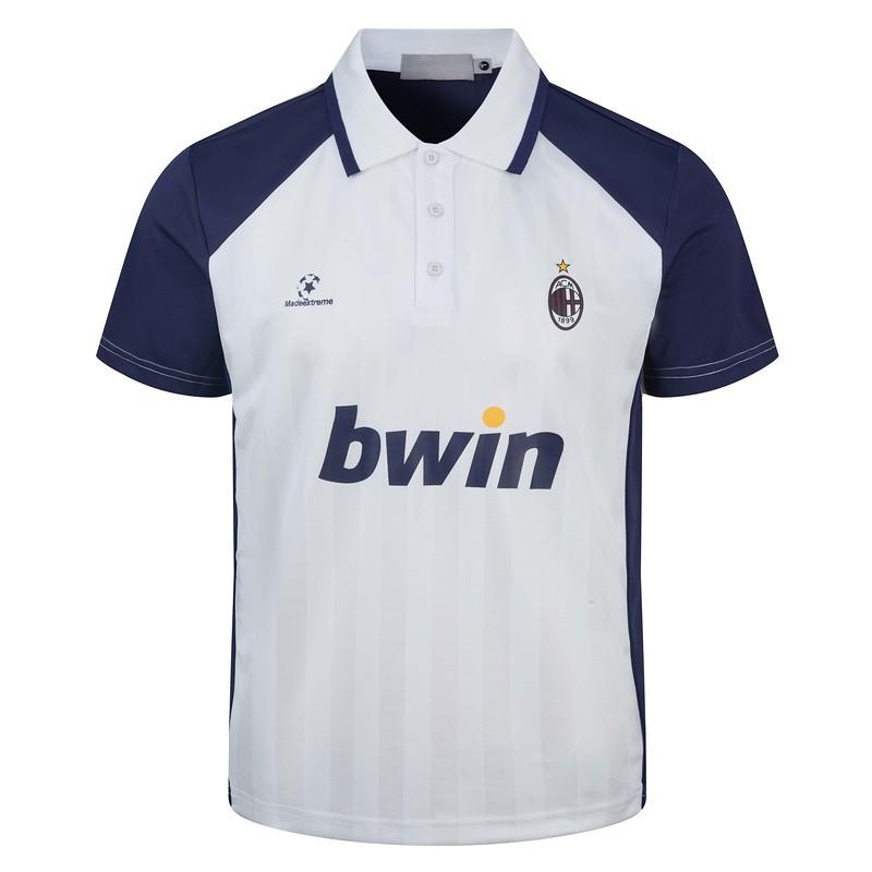 Vintage Serie A team logo contrasting color ragged short-sleeved polo shirt men's and women's breathable vertical striped sports casual top