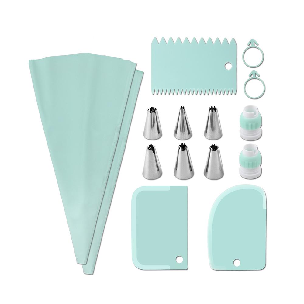 Set(15PCS) Stainless Steel Decorative Nozzle Set Plastic Scraper Flower Bag Cream Spatula Household Baking Tools