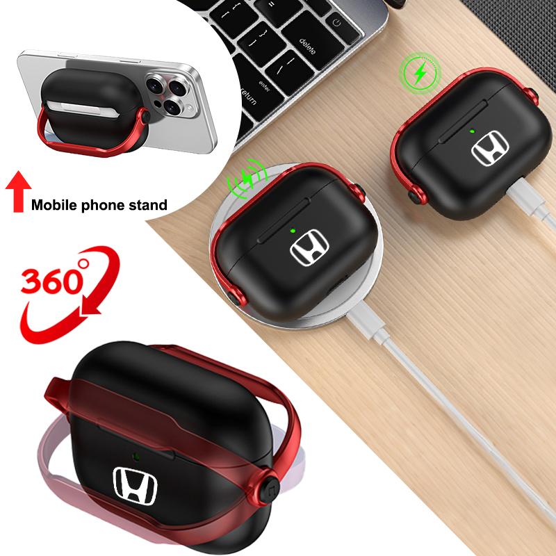 For Honda Mugen Power Civic Accords 360° Adjustable Wireless Bluetooth Earphone Case Air pods 1/2/3/4 Pro2 Soft Cover Key Case VF7