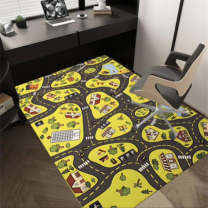 

1PC street map Non-Slip Floor Carpet Compatible for Office&Living Room&Bedroom&Dining room - Flat - Weave Machine-S0395 60cm by 90cm