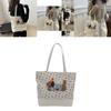Trendy White Pu Tote Bag For Women Spacious Vintage Crossbody Handbag