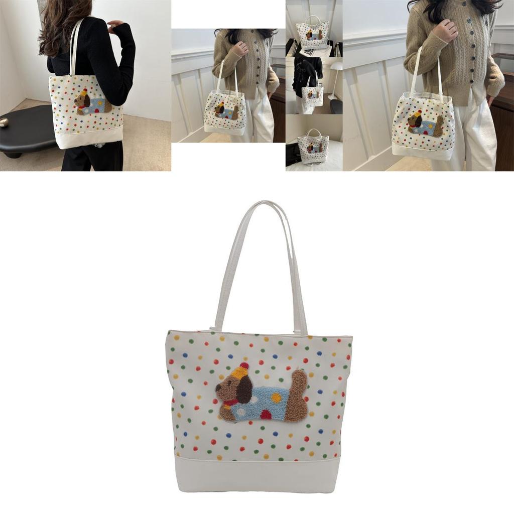 Trendy White Pu Tote Bag For Women Spacious Vintage Crossbody Handbag