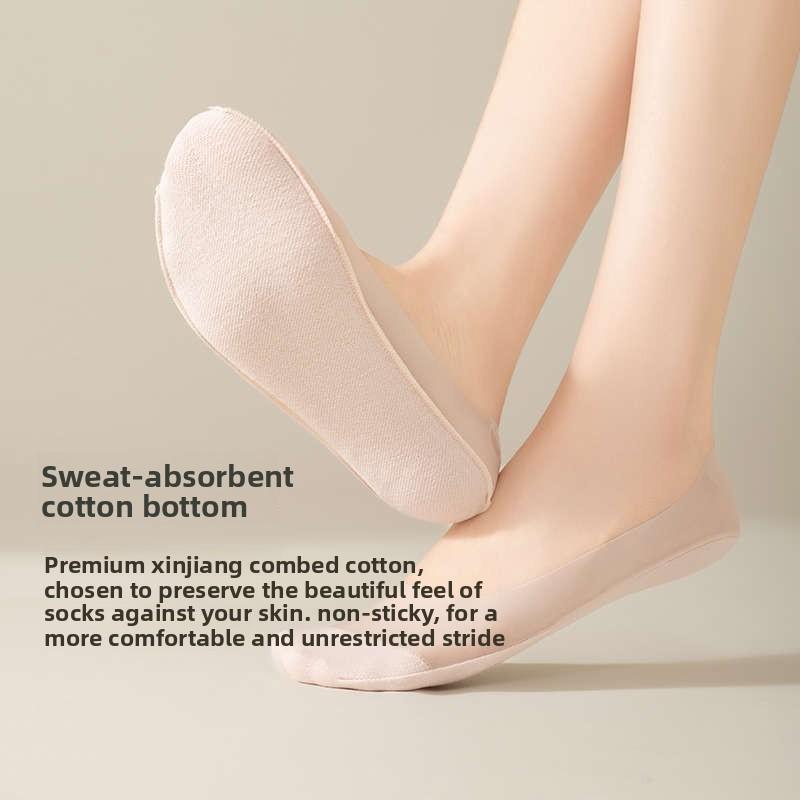 Ice Silk Women's Summer Lightweight Thin-Top Invisible Anti-Slip Non-Slippery Cotton Bottom Stockings