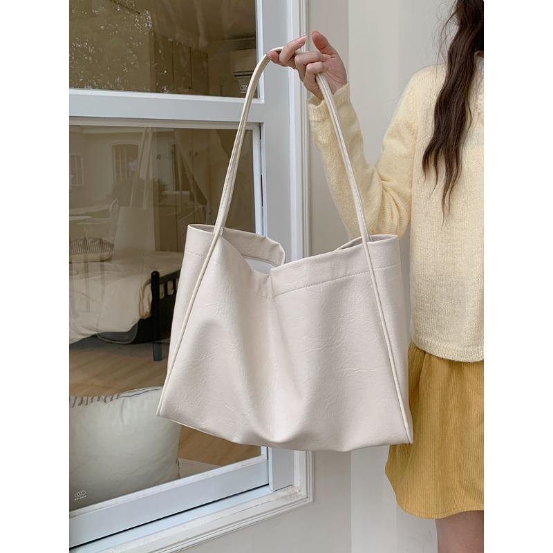 

Сумка Женская Повседневная Текстурная Мягкая Кожа Сумка для Поездок Модная Сумка через Плечо Сумка-Тоут белый