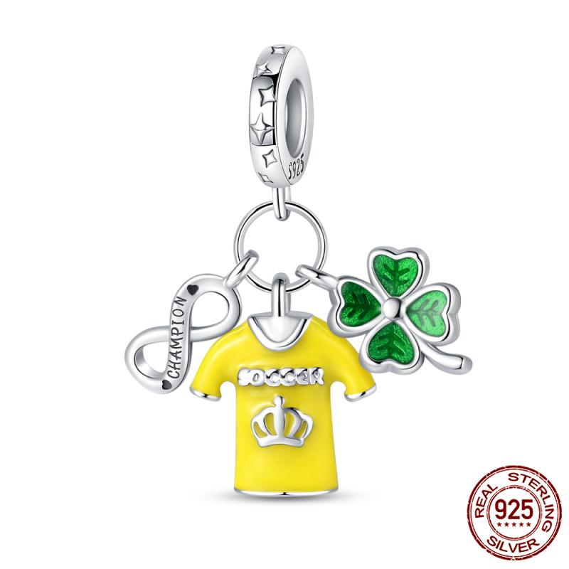 Compatible With Authentic Original Bracelets and 3MM Bracelets Do It Yourself European Football Charm Bead Components 100% Copper Metal High Quality